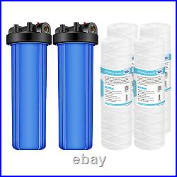 2Pack 20 Inch Whole House Water Filter Housing System 4P String Wound Filtration