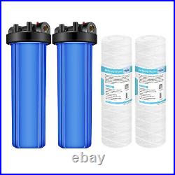2Pack 20 Inch Whole House Water Filter Housing System PP String Wound Filtration