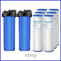 2Pack Whole House Water Filter Housing &6P 20 x4.5 Pleated Sediment Filtration