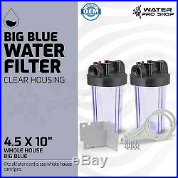 2 Big Blue 10-Inch Whole House Water Filter Clear Housing 1-Inch Outlet/Inlet