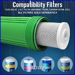 2 Green High Capacity 20x4.5 Whole House Filter Purifier Systems 1 Brass Port