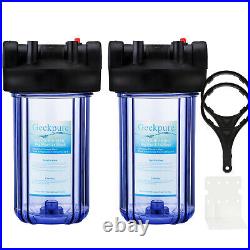 2 Pack 10 x 4.5 Big Blue Water Filter Clear Housing For Whole House 1 Port