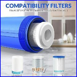 2 Pack 20 Big Blue Whole House Water Filter Housing Filtration System 4 Filters