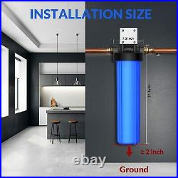 2 Pack 20 Big Blue Whole House Water Filter Housing with 2 Sediment + 2 Carbon