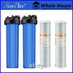 2 Pack 20 Inch Big Blue Whole House Water Filter Housing & 2 CTO Carbon Block