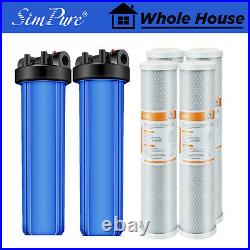 2 Pack 20 Inch Big Blue Whole House Water Filter Housing & 4 CTO Carbon Block