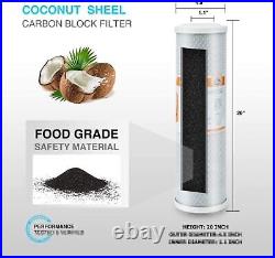 2 Pack 20 Inch Whole House Water Filter Housing System Sediment Carbon Cartridge