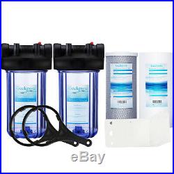 2 Stage 10 Big Blue Clear Housing For Whole House Water Filter 1 Outlet/Inlet