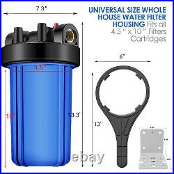 2-Stage 10 Big Blue Whole House Water Filter Housing & 4PCS PP CTO Cartridges
