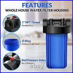 2-Stage 10 Big Blue Whole House Water Filter Housing 4PC Carbon Block Cartridge