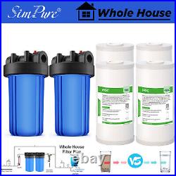 2-Stage 10 Inch Big Blue Whole House Water Filter Housing &4PCS PGC Filtration