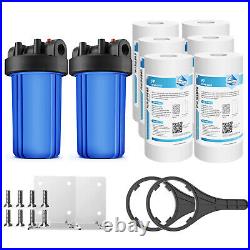 2-Stage 10 Inch Big Blue Whole House Water Filter Housing 6pcs 10x4.5 Sediment