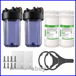 2-Stage 10 Inch Clear Whole House Water Filter Housing &4Pcs PGC Sediment Carbon