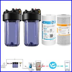 2-Stage 10 Inch Clear Whole House Water Filter Housing Filtration System 1 NPT