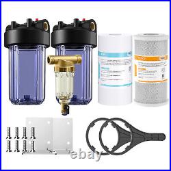 2-Stage 10 Inch Clear Whole House Water Filter Housing & Spin Down Filtration