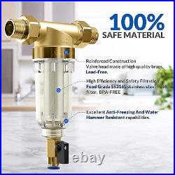 2-Stage 10 Inch Clear Whole House Water Filter Housing & Spin Down Filtration