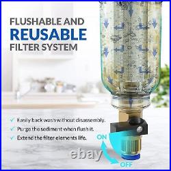 2-Stage 10 Inch Clear Whole House Water Filter Housing & Spin Down Filtration