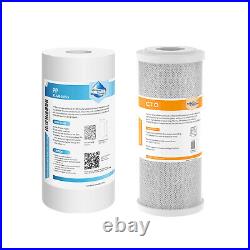 2-Stage 10 Inch Whole House Water Filter Housing &2 PP Sediment +2 CTO Carbon