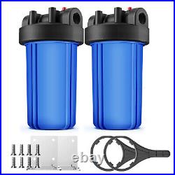 2-Stage 10 Whole House Water Filter Housing & 4PCS Cartridge + Spin Down System