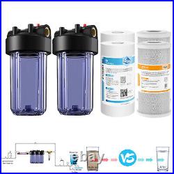 2-Stage 10 x 4.5 Clear Whole House Water Filter Housing 2 Sediment +2 Carbon