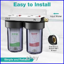 2-Stage 10x4.5 Big Blue Whole House Spin Down Water Filter System 100,000 Gal