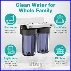 2-Stage 10x4.5 Big Blue Whole House Water Filter Housing System+NPT Brass Port