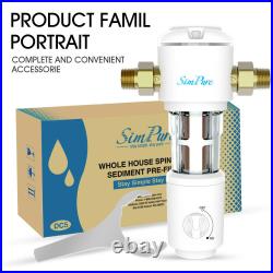 2 Stage 204.5 Big Blue Filter Housing+ Reusable Spin Down Sediment Water Filter