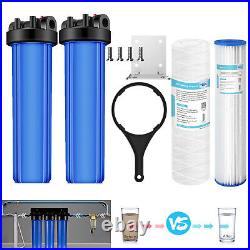 2-Stage 20 Big Blue Whole House Water Filter Housing String + Pleated Sediment