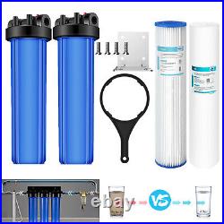2-Stage 20 Big Blue Whole House Water Filter Housing System PP Pleated Sediment