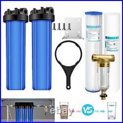 2-Stage 20 Big Whole House Water Filter Housing + Spin Down Sediment System