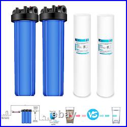 2-Stage 20 Inch Big Blue Home Whole House Water Filter Housing &2PCS PP Sediment