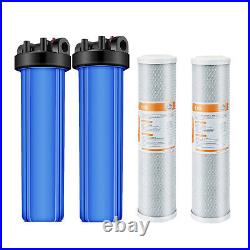 2-Stage 20 Inch Big Blue Whole House Water Filter Housing System &2PC CTO Carbon