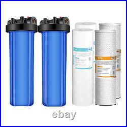 2-Stage 20 Inch Whole House Water Filter Housing &4P 20 x4.5 PP CTO Filtration