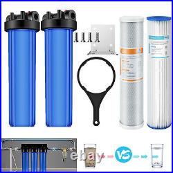 2-Stage 20 Inch Whole House Water Filter Housing System PP CTO Filtration 1 NPT