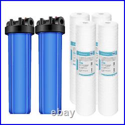 2-Stage 20 x 4.5 Big Blue Whole House Water Filter Housing 4PC String Sediment
