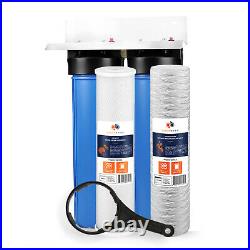 2-Stage Big Blue 20 Whole House+Bracket+String Wound Sediment + Carbon Filters