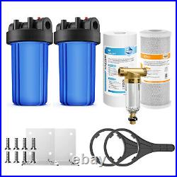 2-Stage Big Blue Whole House Water Filter Housing & Spin Down Filtration System