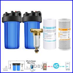 2-Stage Whole House Water Filter Housing + Spin Down Pre-Filter Sediment System