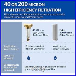 2-Stage Whole House Water Filter Housing + Spin Down Pre-Filter Sediment System