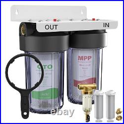 2-Stage Whole House Water Filter System, Spin Down Sediment Filter for City/Well