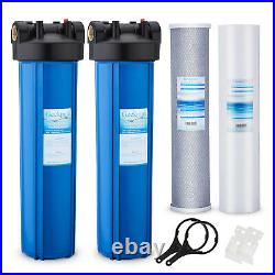 2 Stage Whole House Water Filter System with 20 Big Blue Housing 1 In/Out