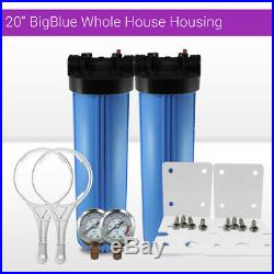 2 x20x4.5 BB Whole House Filter Blue Housing 1 Ports with Wrench, Gauge, Bracket