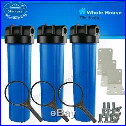 3PC Big Blue 20 Inch Universal Water Filter Housing for Whole House Filtration