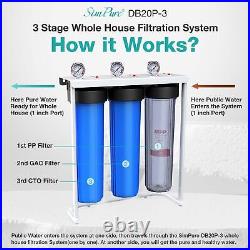 3Stage Big Blue 20 Whole House Water Filter System+Spin Down+Extra 2 Set Filter