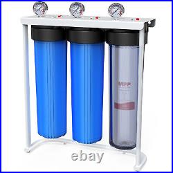3Stage Whole House Water Filter System Housing with Bracket 1 NPT Port 20x4.5