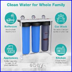 3Stage Whole House Water Filter System for 4.5x20 Filtration Cartridge 1 Port