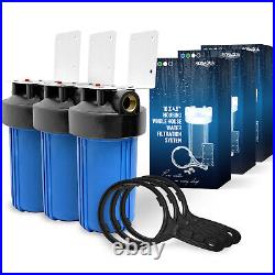 3 Blue High Capacity 10 x 4.5 Whole House Filter Purifier System 1 Brass Port