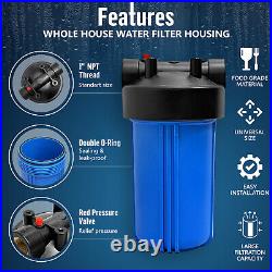 3 Blue High Capacity 10 x 4.5 Whole House Filter Purifier System 1 Brass Port