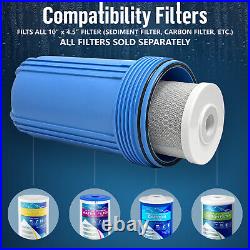 3 Blue High Capacity 10 x 4.5 Whole House Filter Purifier System 1 Brass Port