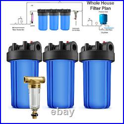 3 Pack 10 Inch Whole House Water Filter Housing & Spin Down Pre-Filter System